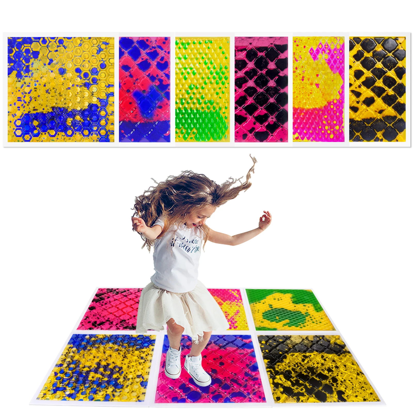 Dipingi piastrelle sensoriali per bambini, piastrelle colorate sensoriali per giochi immaginativi nei cortili, 6 pezzi