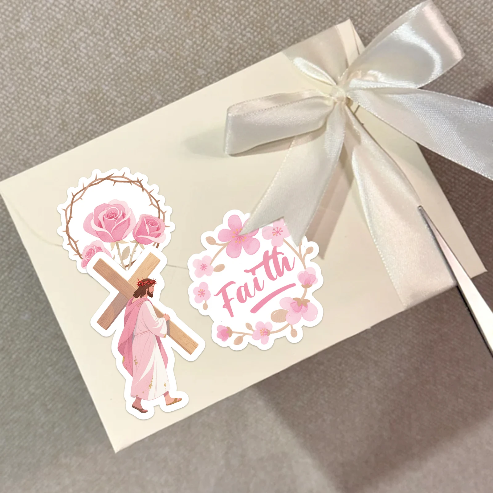 50 قطعة ملصقات الكتاب المقدس يسوع الوردي DIY بها بنفسك سجل القصاصات القرطاسية حقيبة زجاجة ماء الكمبيوتر المحمول الغيتار الديكور ملصقات الكتابة على الجدران #4