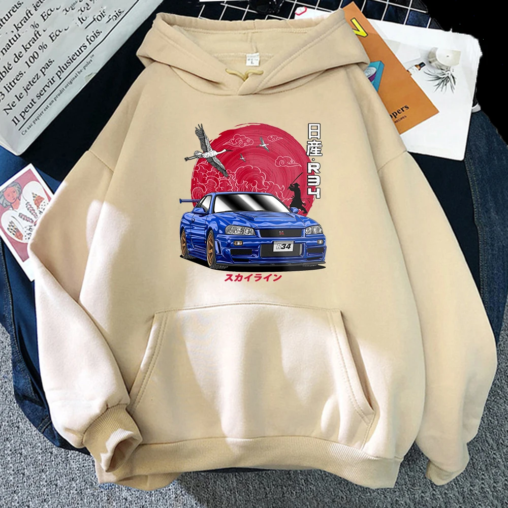 Anime Hoodie Men Sweatshirts for JDM Car Japanese Streetwear Casual Long Sleeve Tops Oversized Hoody Japan Style Cloth