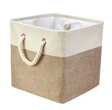 Used for Basket Storage in Bedroom or Living Room Linen Foldable Basket with Lining Baby Sundries Diaper Storage Bag,