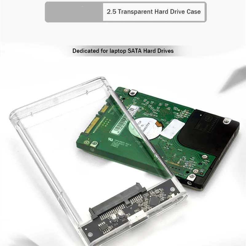 حافظة محرك الأقراص الصلبة الخارجية الشفافة مقاس 2.5 بوصة HDD SSD حافظة Micro-B إلى USB3.1 4 تيرابايت محرك الأقراص المتوافقة مع الكمبيوتر المحمول UASP SATA III