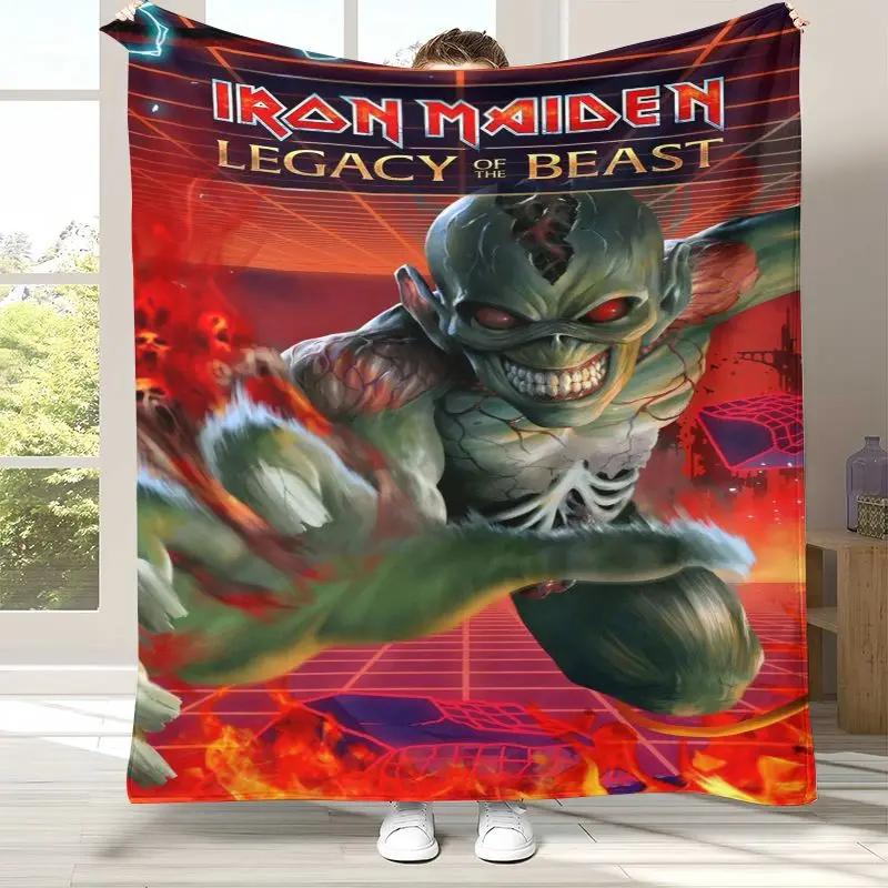 Eddie I-Iron M-Maiden Cartoon Sign Flannel Throw Blanket,Cozy Warm Blanket for Bed,Sofa,Living Room,Picnic,Camping,Home Décor