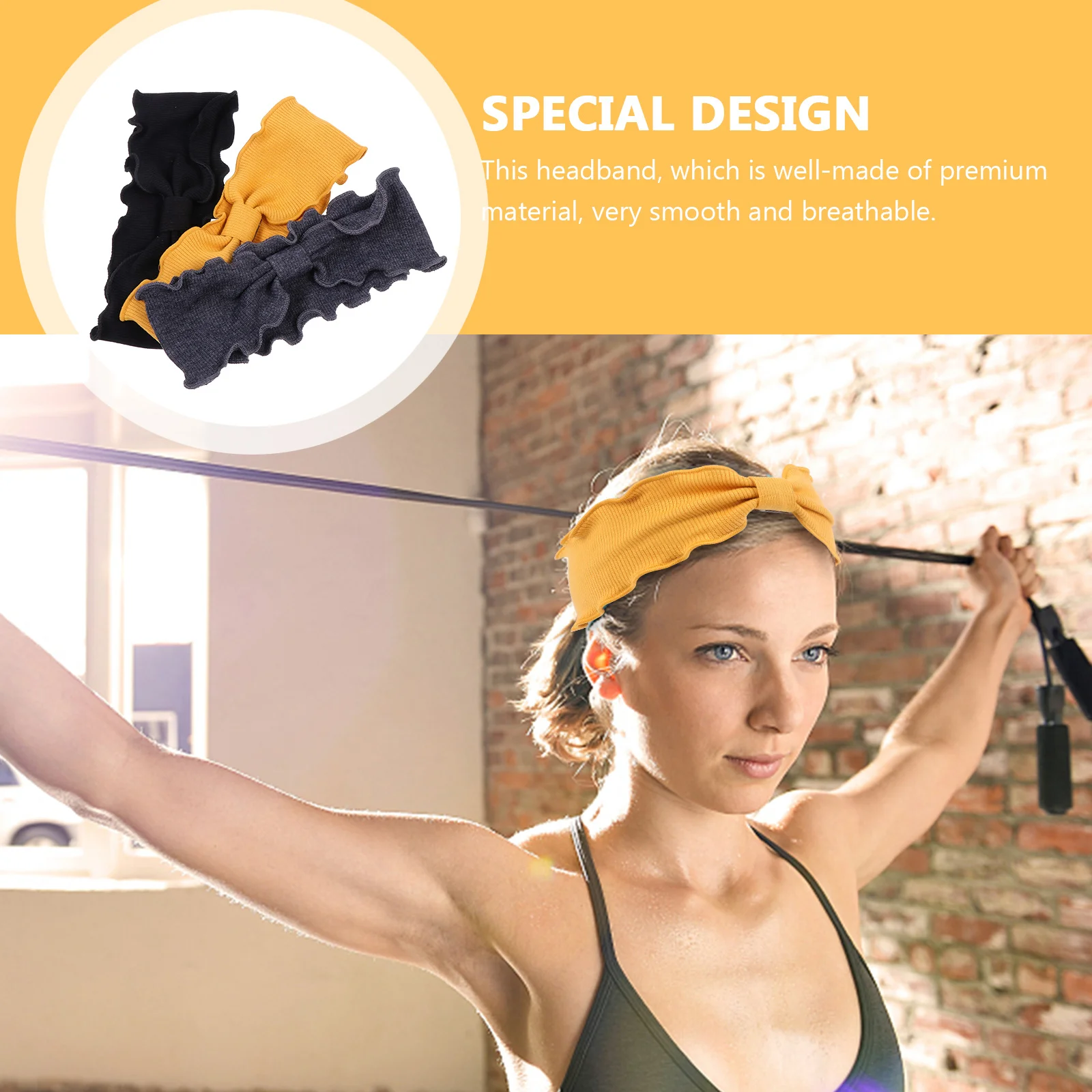 

3Pcs Bowknot Yoga Headband Wavy Edges Elastic Fitness Hairband for Women Lightweight Breathable Sports Hair Accessories