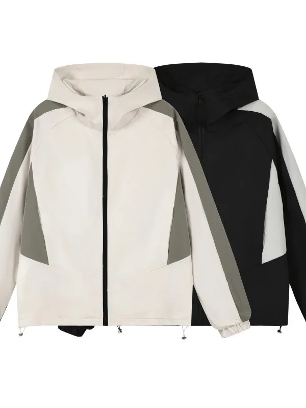 

American Sle Double-Sided Wearable Jaet High Street Tough Sle Color Blo Hooded Coat for Men And Women Spring Autumn N...