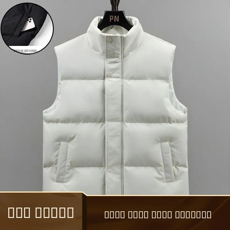 

Мужской утепленный повседневный жилет на осень-зиму, модный универсальный жилет с отложным воротником, приталенный крой, полиэстер