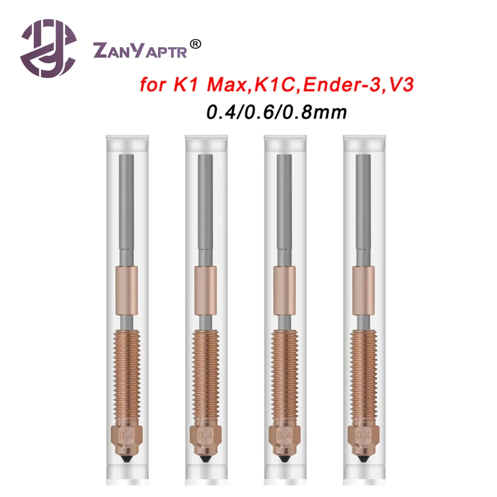 

0,4/0,6/0,8 мм Creality K1C сопло все-в-одном для высокопоточной печати модернизированное Быстроразъемное сопло для 3D-принтера K1 Max,K1C,Ender-3,V3