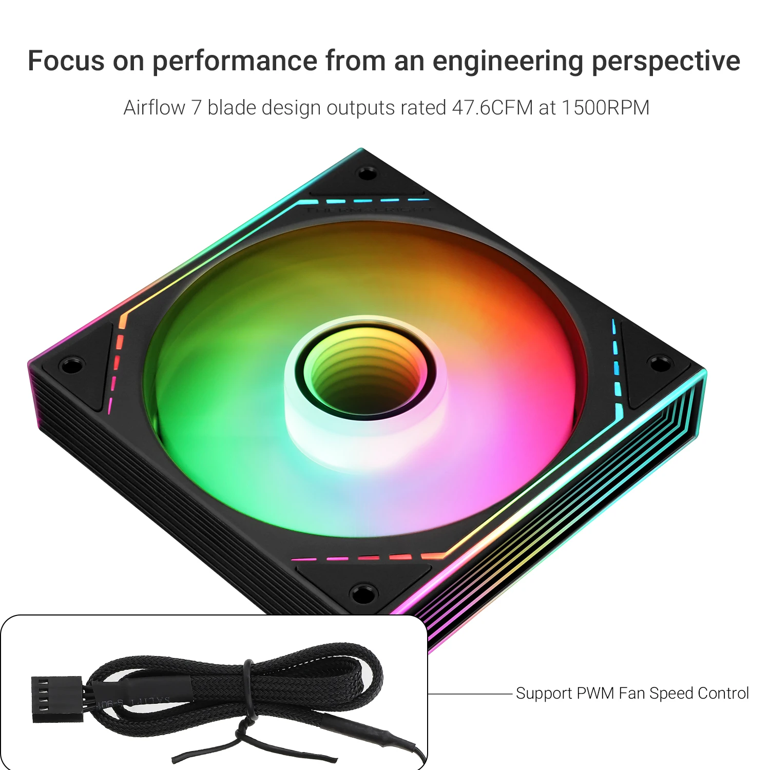 Thermalright 120mm Case Fan TL-M12/M12-S/M12W/M12W-S SILENT-BALANCE FAN INFINTY MIRROR ARGB LIGHTING 1500RPM 4PIN+5V 3PIN ARGB - view 3