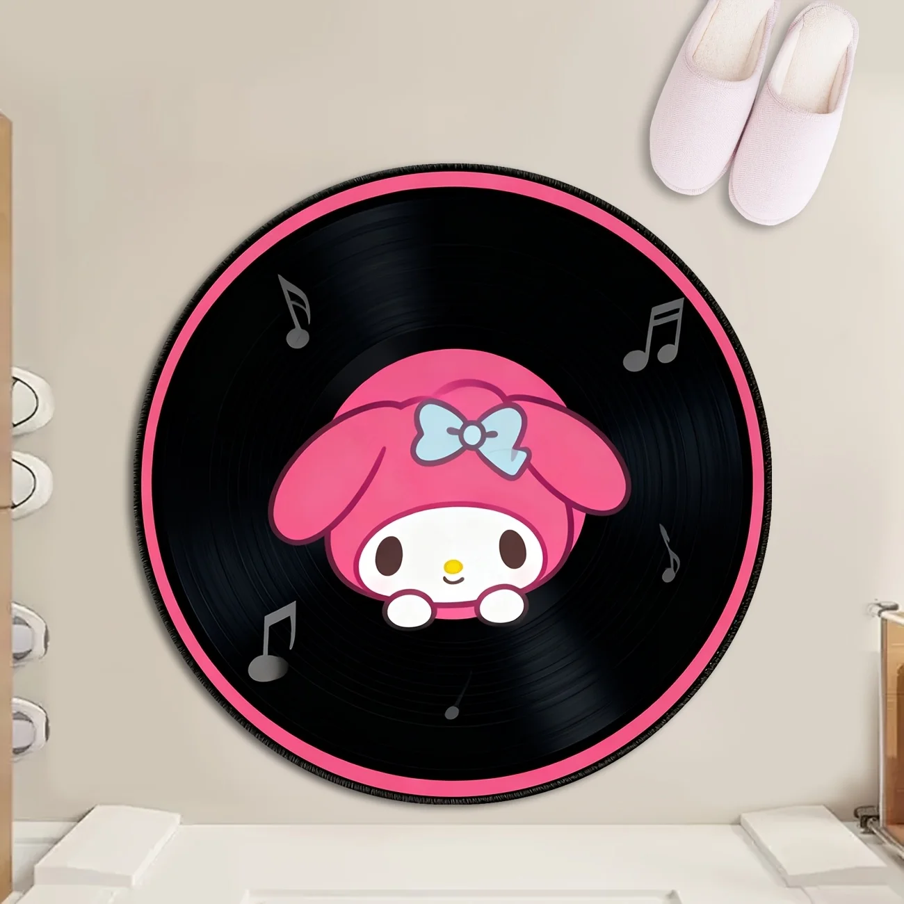Sanrio Big Face Bow Round Rug Cute Kawaii Room Decor Floor Carpet For Adult Bedroom Living Room And Home Office - view 4