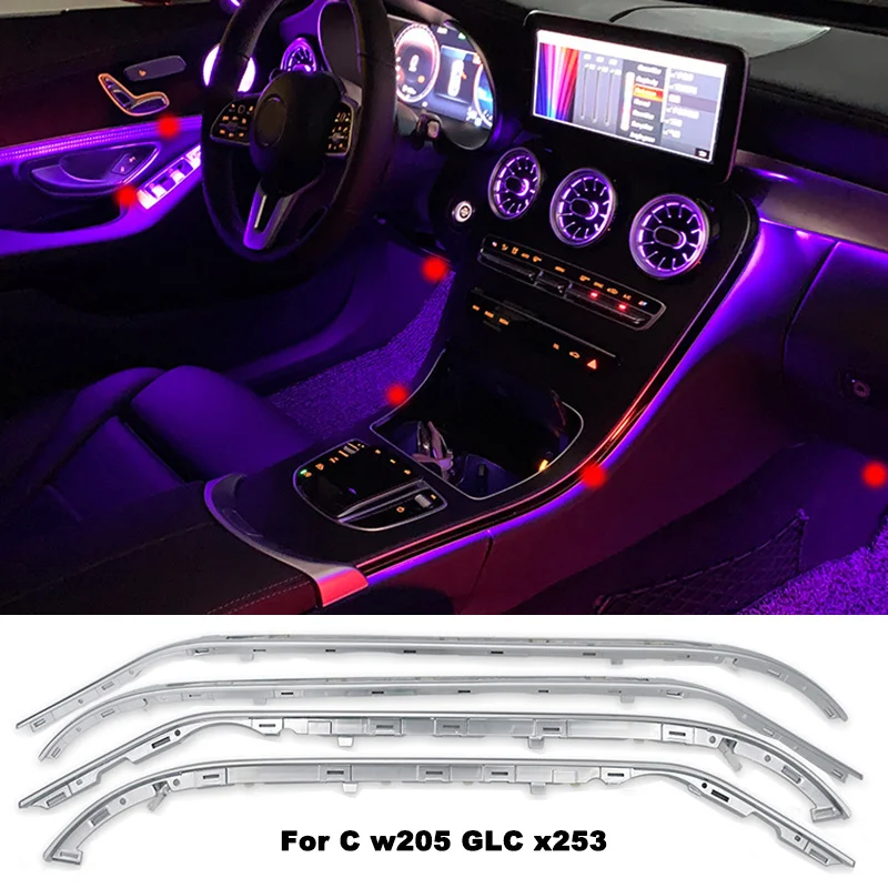 For Mercedes Benz C Class W205 C200 C250 GLC X253 C253 GLC300 GLC200 260 d'ambiance Lamp Mood Footwell Light Guide Strip