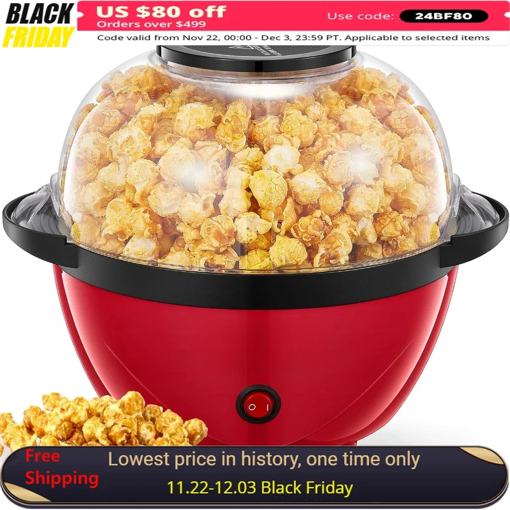 

3.5 Quarts Automatic Popcorn Machine, 2-in-1 Popcorn Maker & Grill Machine, 2 Measuring Spoons & Cleaning Brush, Popcorn Makers