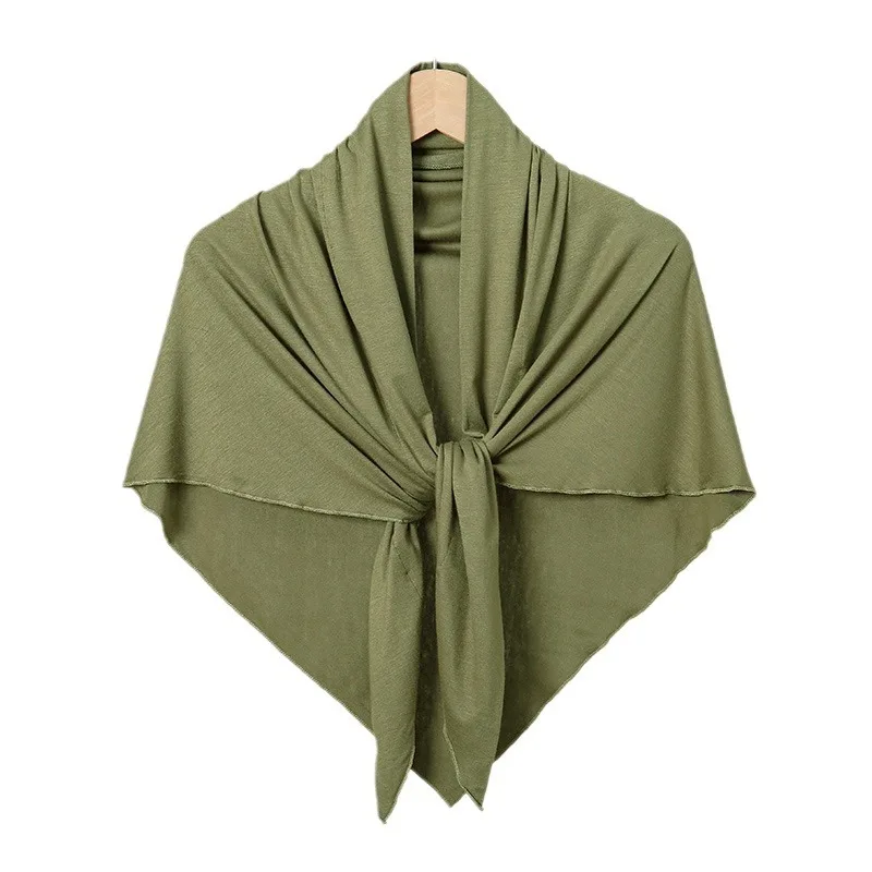 135cm Hot Sale Modal Jersey Hijab Triangle Scarf Woman Muslim Hijab Shawls Ladies Soft Wraps Solid Color Islamic Headband Turban image 4