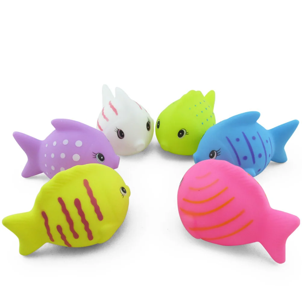 

6 Pcs Cute Cartoon Animal Floating Bath Toys for Baby Infant Bright Color Squeeze Sound Vinyl Fish Toys Develop Kids Skills