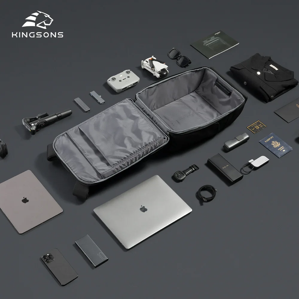 Kingsons Backpack For Men 15.6 inch Laptop 2025 New TSA Lock Anti-theft Waterproof 180° Open Up College Student Boys School Bag