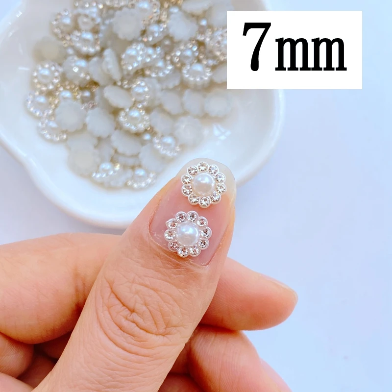 100Pcs New Cute Mini 7mm Shiny Diamond Beads Resin Figurine Crafts Flatback Ornament Jewelry Making Hairwear Accessories