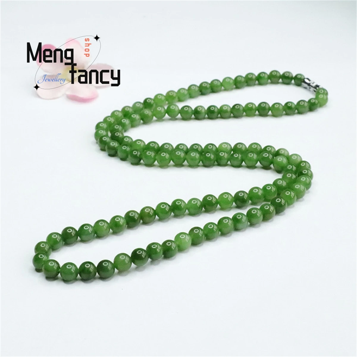 Natural Hotan Jade Spinach Green Buddha Beads 108 Necklaces Simple Generous Personality Men Women Couple Charm Fashion Jewelry