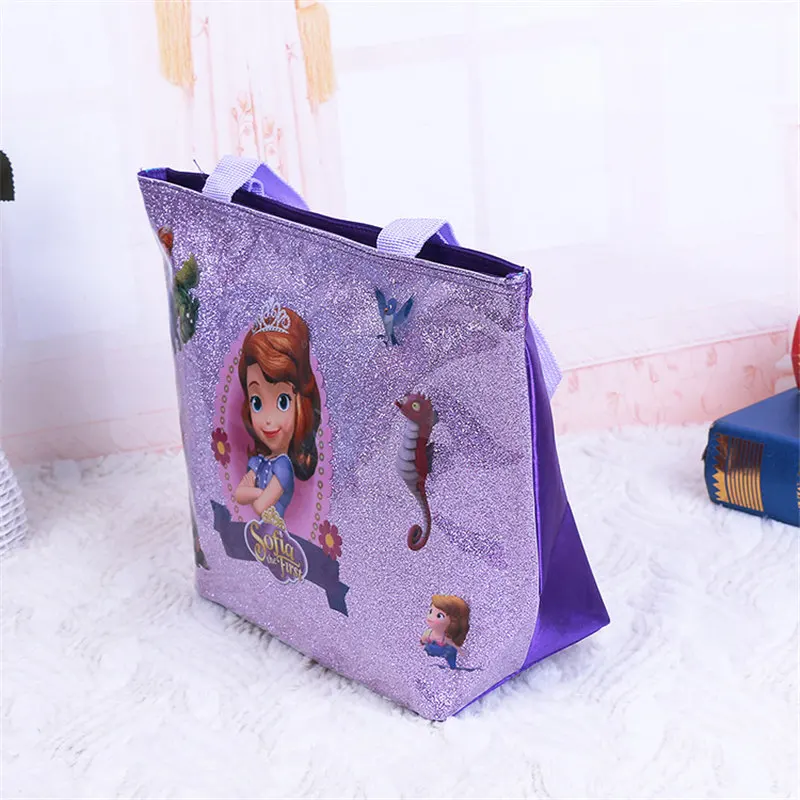 Disney princess children cartoon handbag Frozen Elsa girl gift shoulder high capacity bag PVC package travel storage lady bag