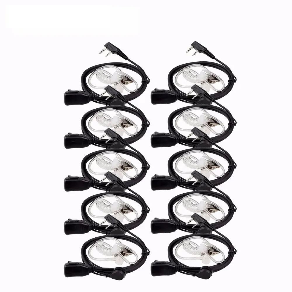 10pcs Walkie Talkie Earpiece Acoustic Tube Headset Transceiver For Kenwood Baofeng UV 5R UV 82 888S H777 RT622 RB618