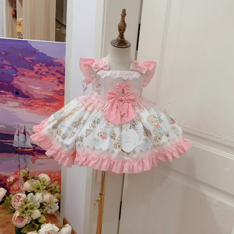 

Summer New Flower Girl Dresses Cotton Lolita Dress Spanish Princess Skirt Set Flower Girl Dresses for Weddings Eid Dress