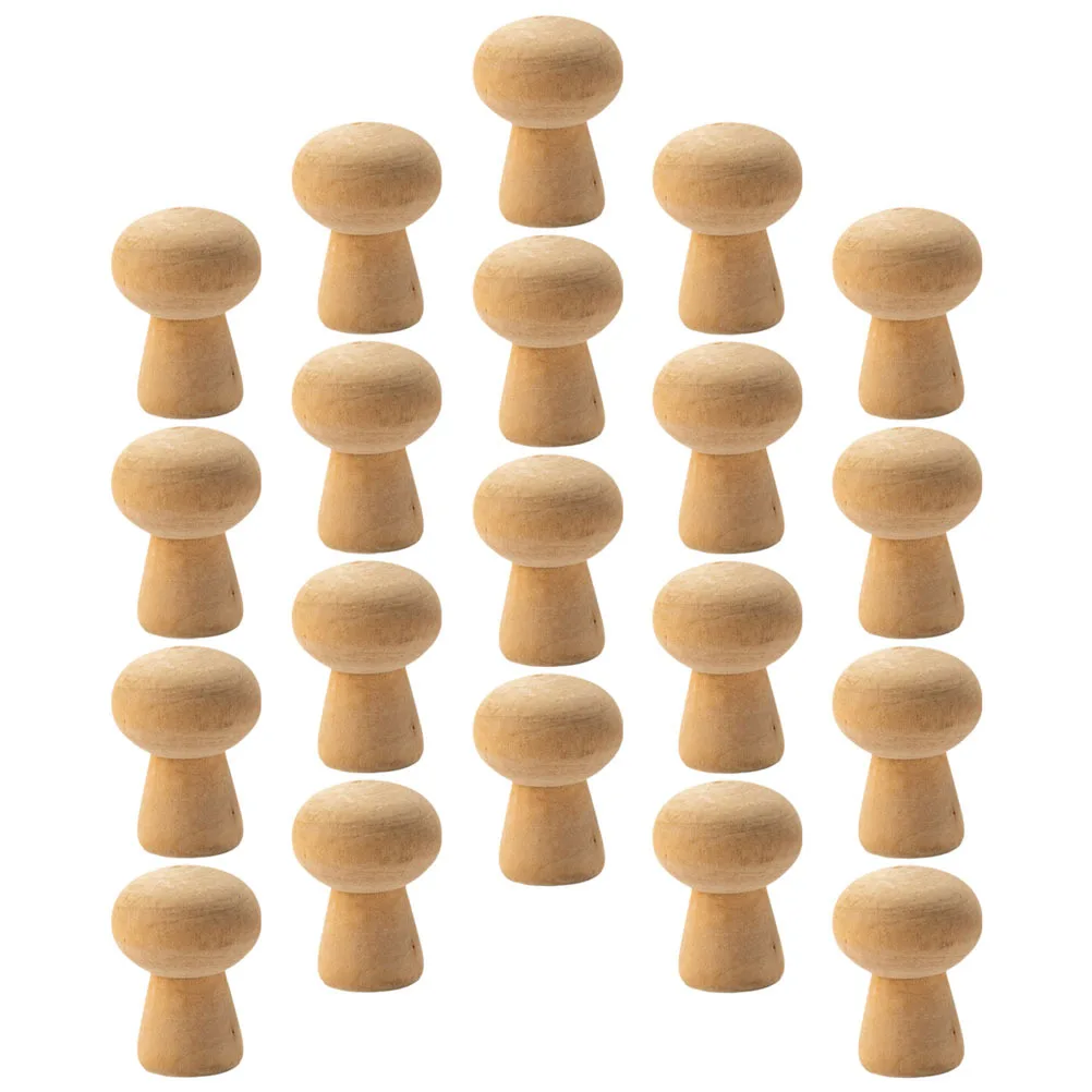 

20pcs 'S Educational Decor Unfinished Wooden Mushrooms Diy Craft Kits For Home Garden Painting Projects Wooden Crafts To