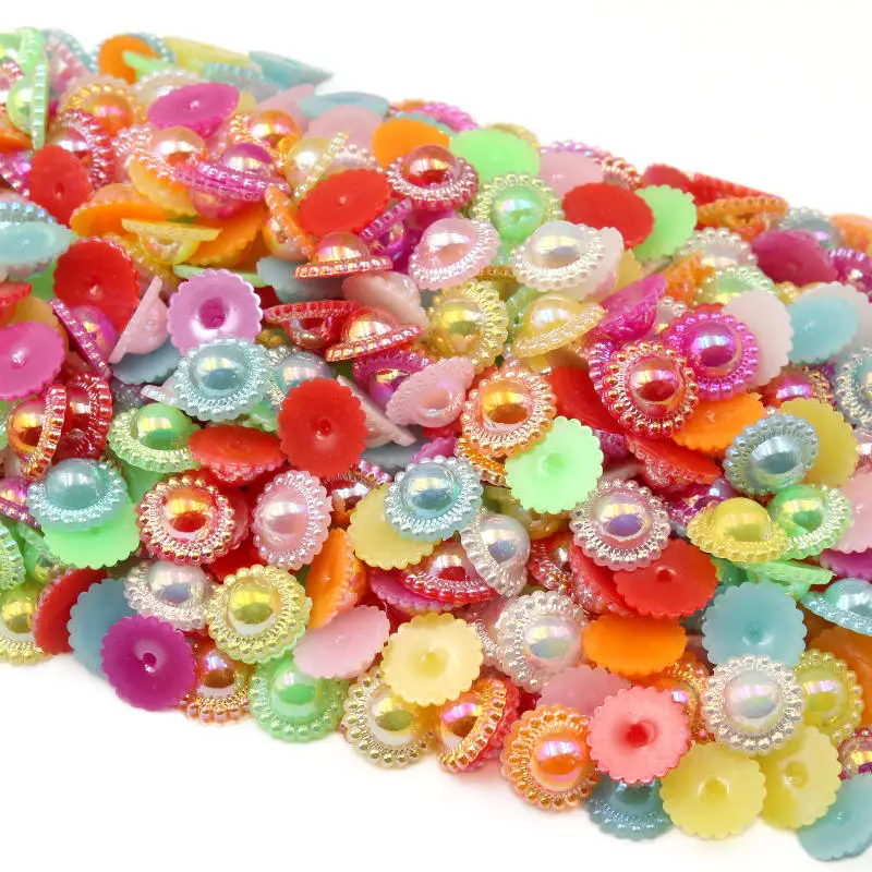 50-300PCS Flat Plastic Beads Lmitation Pearls For Clothing Bag Decoration Accessories DIY Handmade Make Hairpin Crafts Material