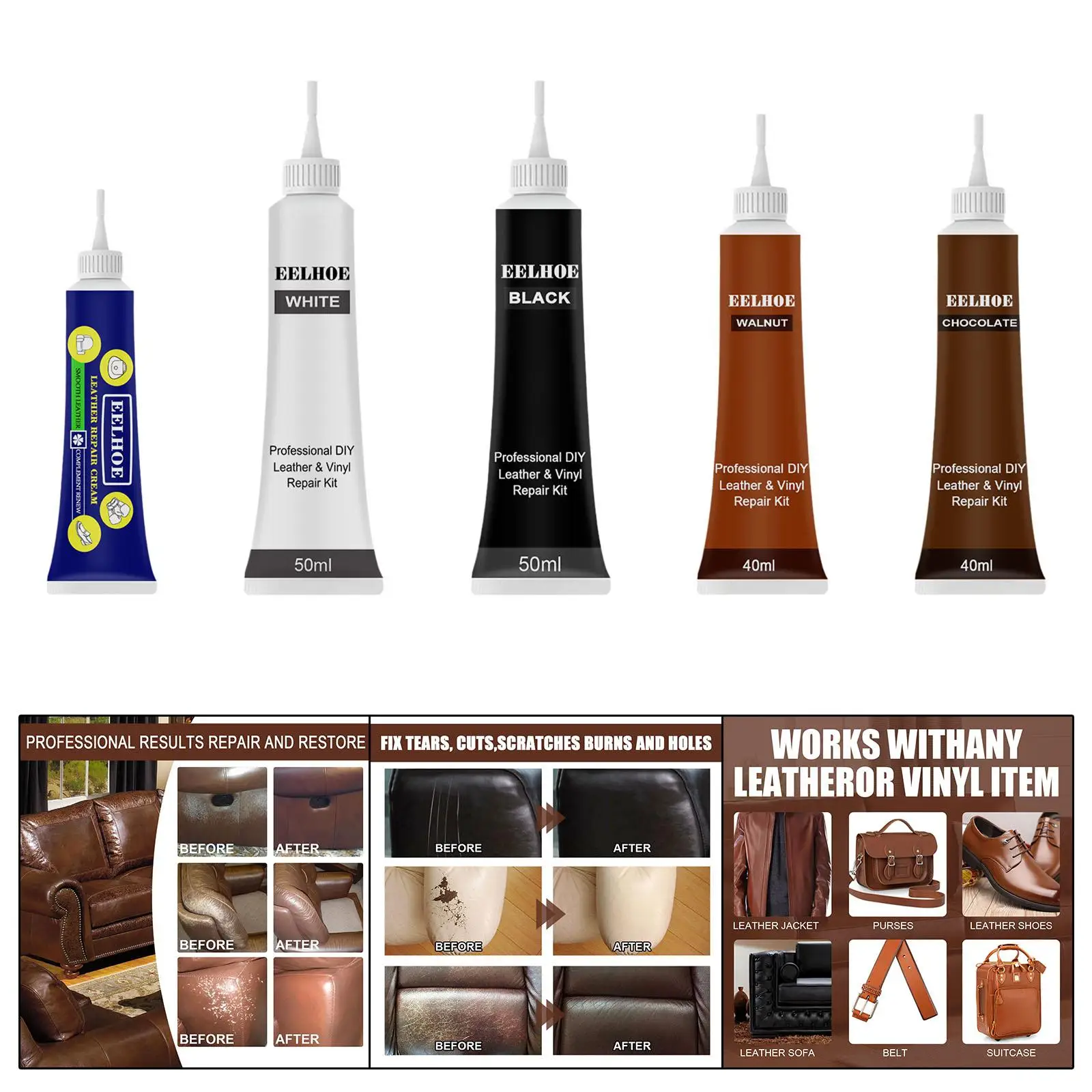 Leather Recoloring Cream, Leather Dye, Quick and Easy Leather Repair Paint Leather Color Restorer for Couches Jacket Purse