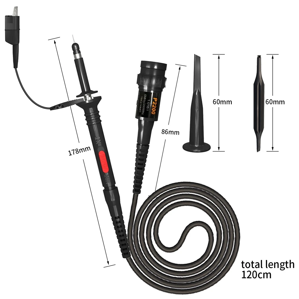 Imagem -05 - Cleqee P2060 P2100 P2200 dc 60mhz 100mhz 200 x1 X10 Osciloscópio Sonda para Tektronix hp Bnc Teste Lead Kit