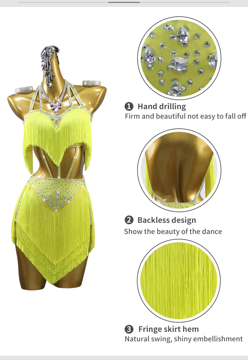 2026 Damen Partykleid Lateinamerikanisches Tanzkostüm Mädchen Tanzkleidung Kleider für Abschlussball und Party Erwachsene Sportliche Elegante Cabaret-Kostüme mit Fransen – Detail 6