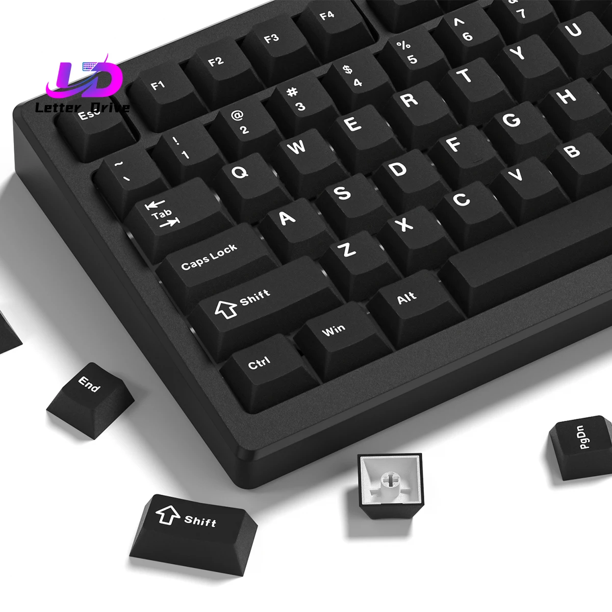 Letter Drive 134 Keys Retro Black PBT Keycap Double Shot Che