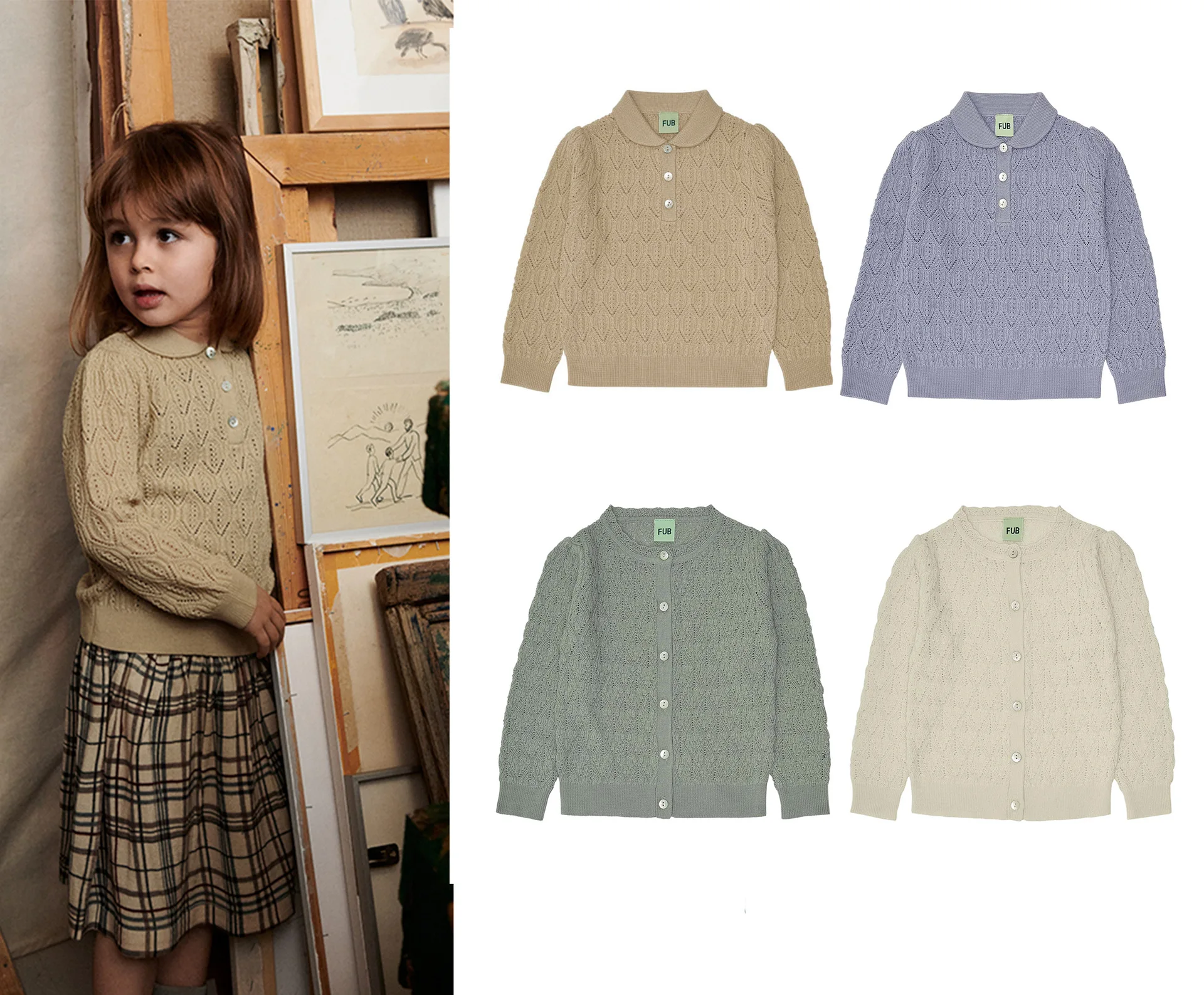 

2022 AW Kids Girls Sweet Knitted Jumper 100% Marino Wool Made Soft Peter Pan Collar T Shirts Basic Style Designer