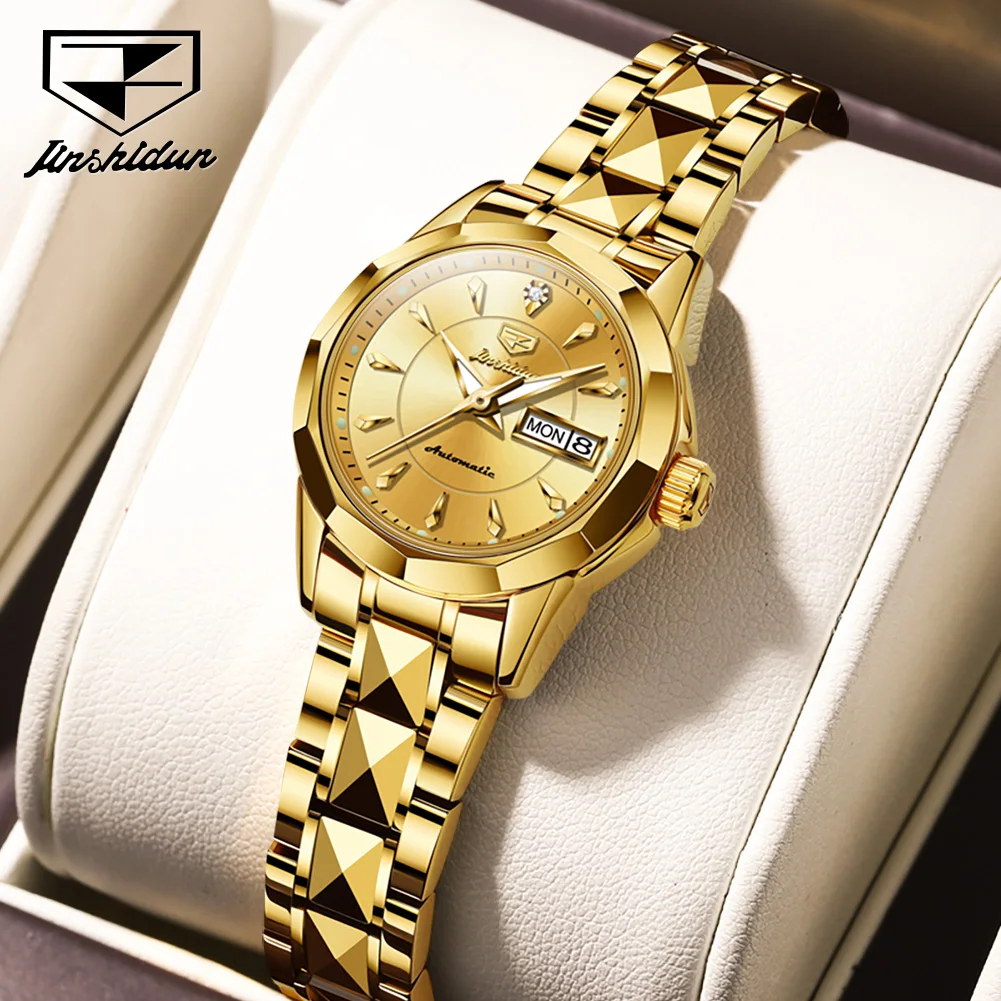 

JSDUN 8936 Women Watch Tungsten Steel Strap Sapphire Calendar Waterproof Watch Luxury Brand Automatic Mechanical Women Watch