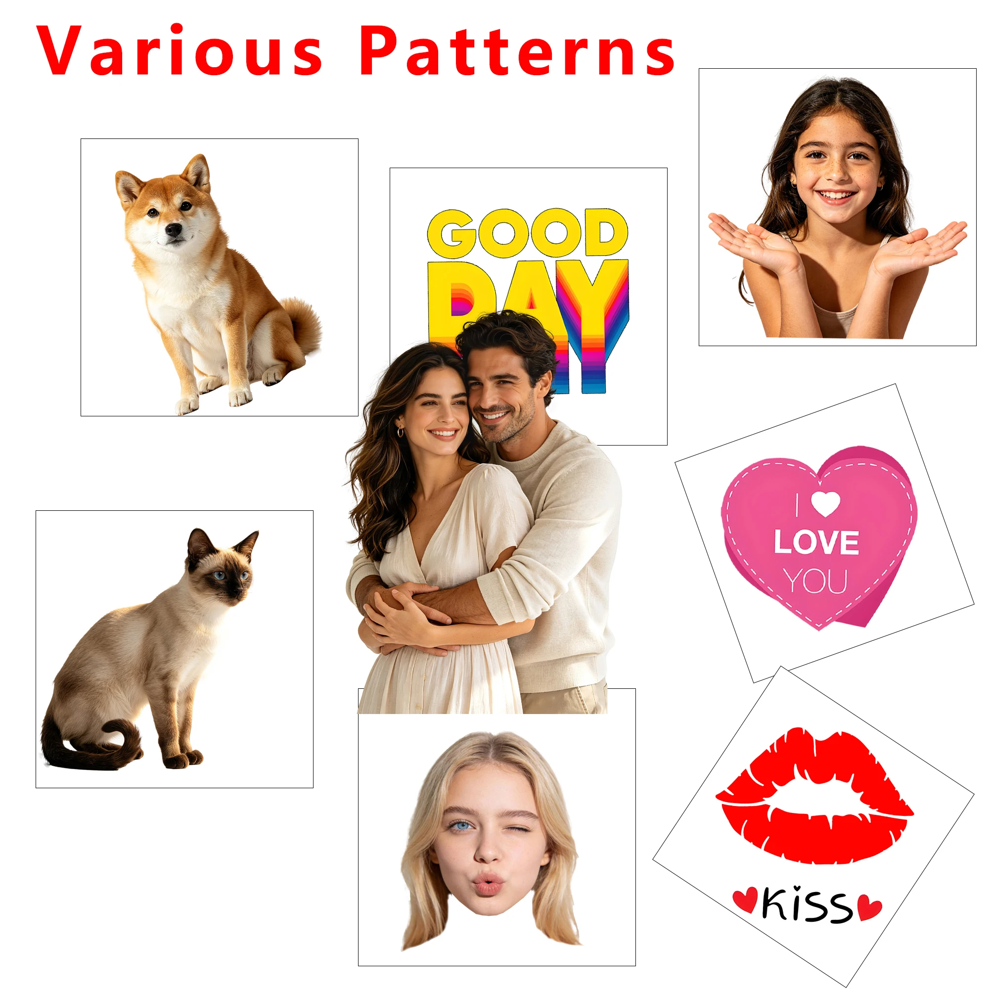 15-Pack Temporary Tattoos  Customizable Photo Face  Pet Images and Couple Designs  Rectangular Shape  Perfect Party Gift for Boy view 3