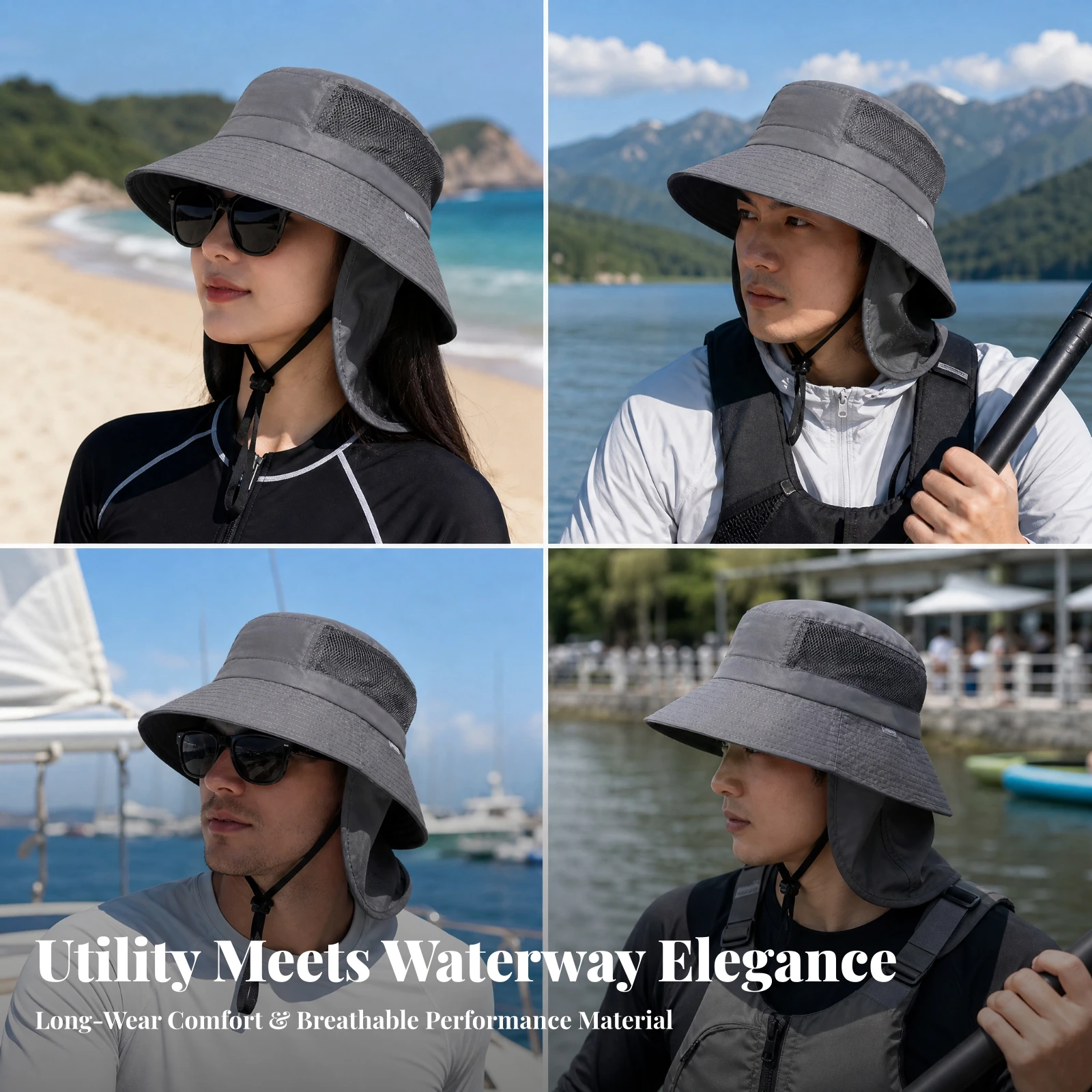Paddleboarding Sun Hat Adjusta - Packable Hat Nylon ulasan dan harga