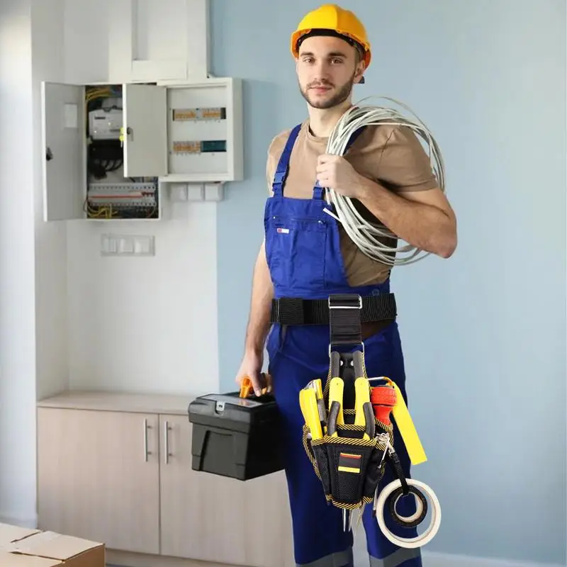 Electrician Tool Pouch Utility Pouch Tool Belt Holster Oxford Cloth Waist Bag Small With Multiple Pockets For Carpenter