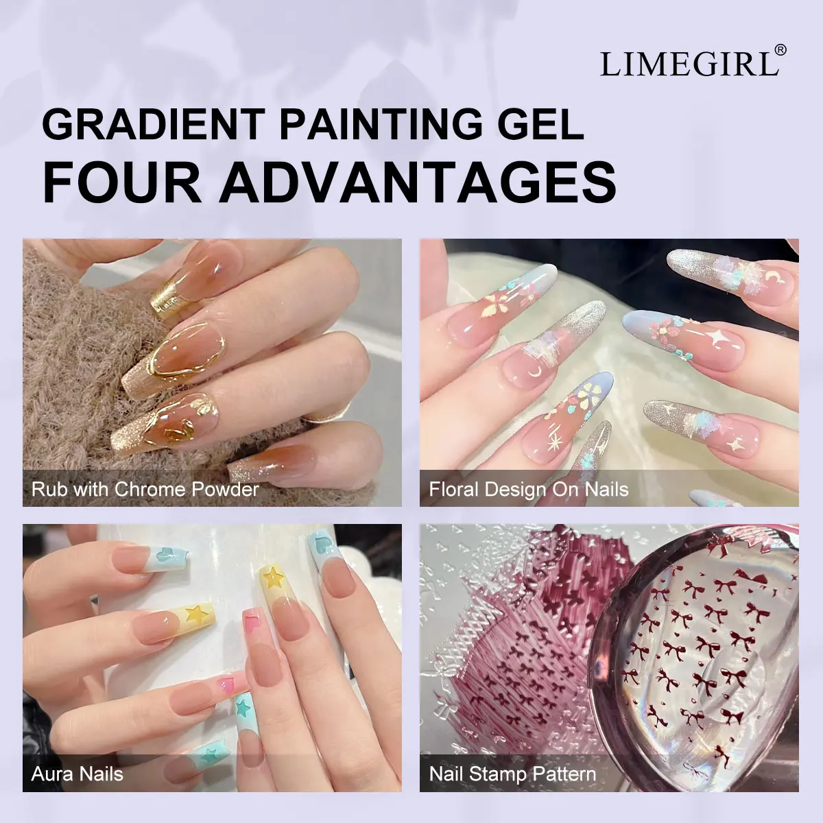 Conjunto de gel de pintura gradiente LIMEGIRL, kit de verniz em gel de pintura Pat sem lavagem, esmalte em gel brilhante de 36 cores de alta saturação