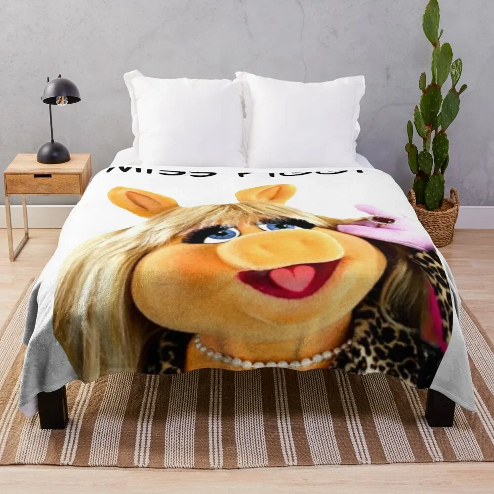 

Miss Piggy Muppet Throw Blanket funny gift For Sofa Thin Plaid Blankets