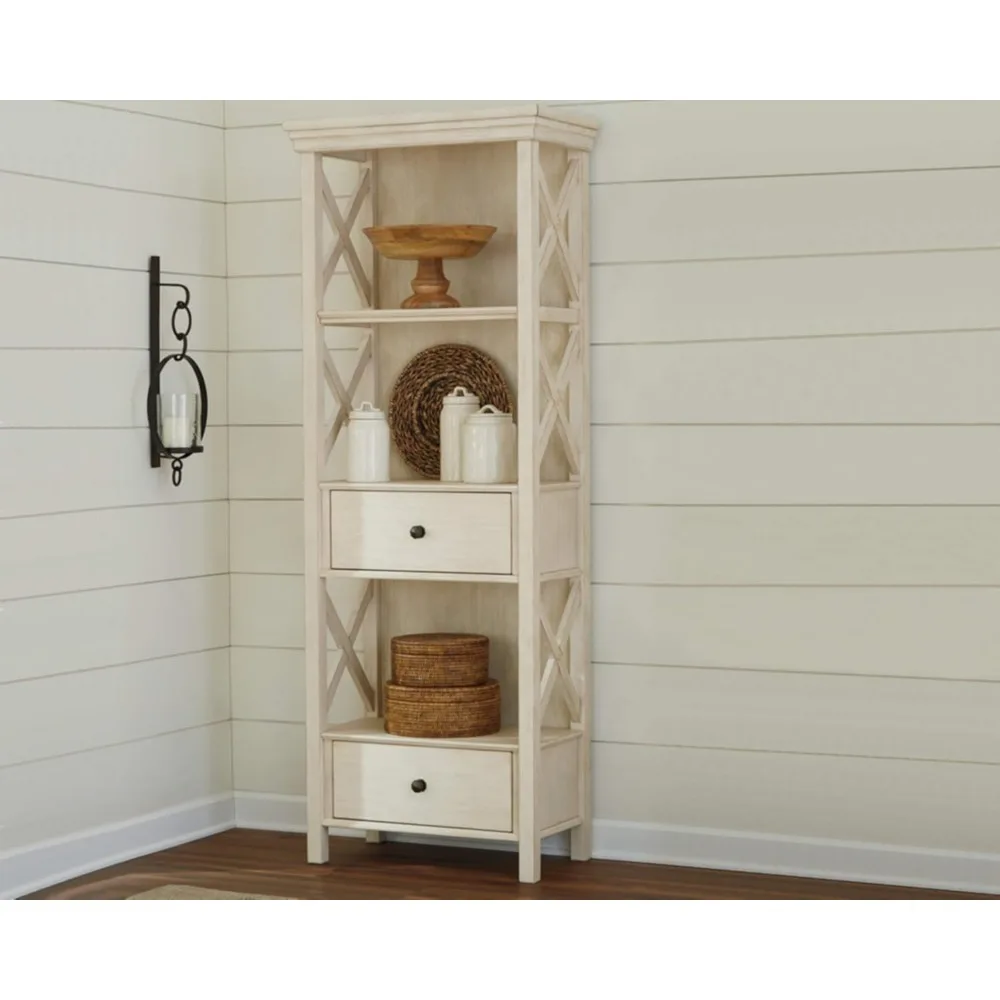 Signature Design by Ashley Bolanburg Cottage Chic Display Cabinet or Bookcase, Antique White