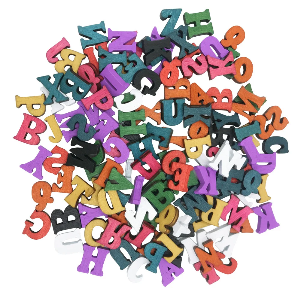 

Assorted 26 English Letters Wooden Chips 15Mm Colorful Smooth Sand Finished Diy Craft Supplies For Kids Educational Tools