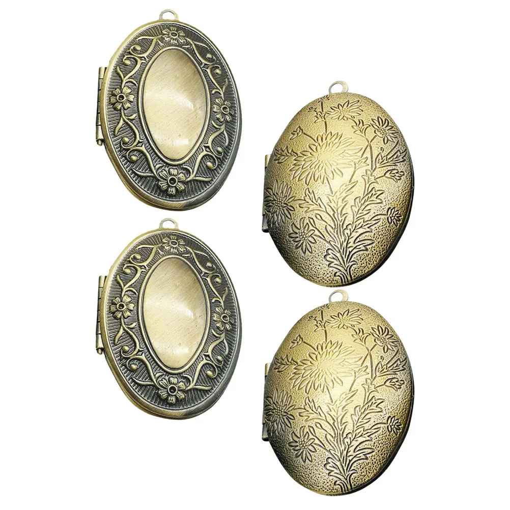 

4 pcs Oval Photo Pendant Bezel Blank Tray For Jewelry Making Diy Craft Memorial Gift Women Birthday Christmas Mother'S Day