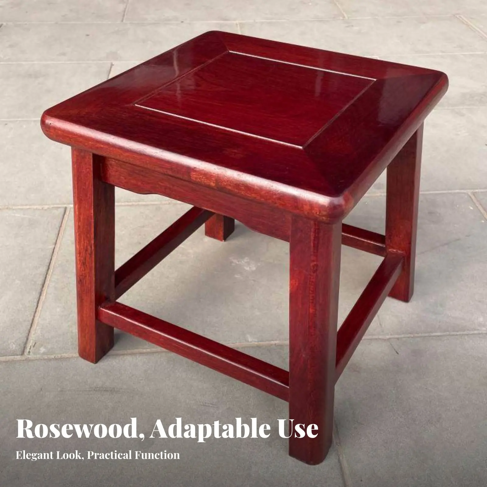 正方形の木製ベンチ-中国デザイン-低い木製脚の座席-多目的研磨仕上げ-家族、インテリアデザイナー、家庭用