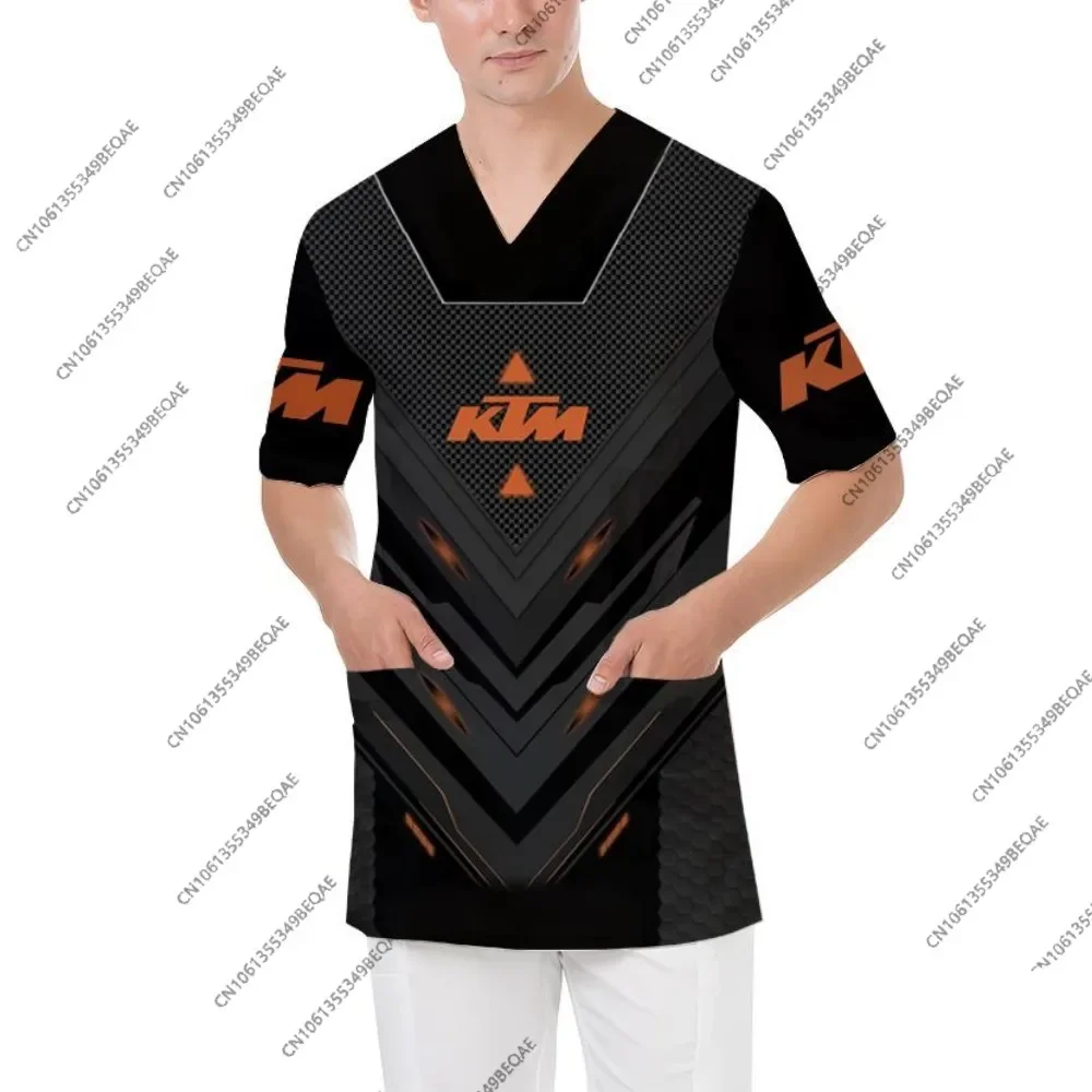 

Новинка 2025 года, футболка KTM с v-образным вырезом и карманами для мужчин, дышащий велосипедный топ с короткими рукавами, удобная спортивная одежда для женщин, также как
