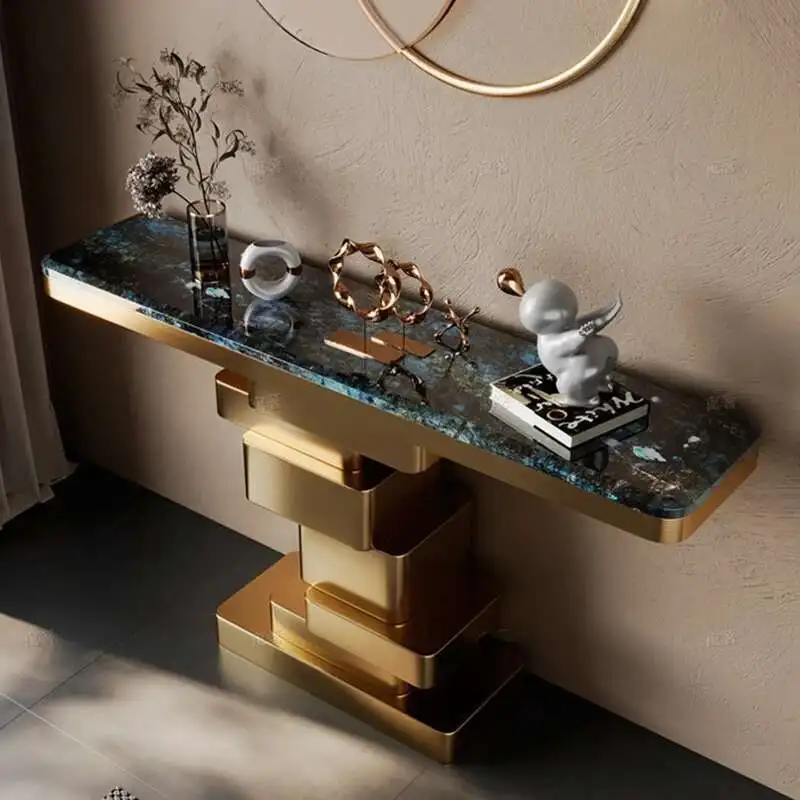 

No Metal Living Room Table Luxury Design Vertical Gold Office Table Hotel Porch Narrow Wohnzimmer Tische Modern Furniture