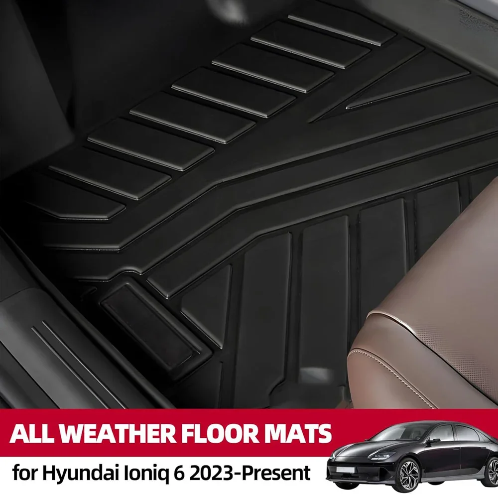 Floor Mats for 2023 2024 Hyundai Ioniq 6 All Weather Waterproof Floor Mats Rear Cargo Liner Trunk Mat Interior Accessories