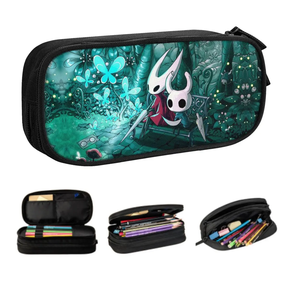 Custom Korean Hollow Knight Indie Game Pencil Cases for Boys Gilrs Adventure Gamer Gift Large Storage Pen Box Bag Stationery