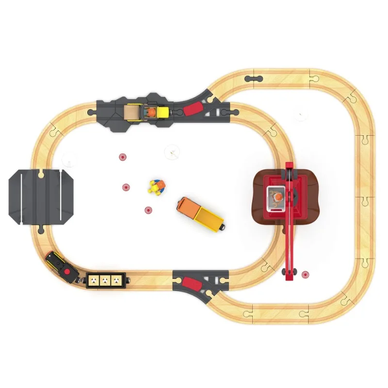 Wooden Railway Track Set Electric Train Magnetic Model Car Diecast Slot Fit All Brand Biro Wood Track Assemble Toy Boy Gift