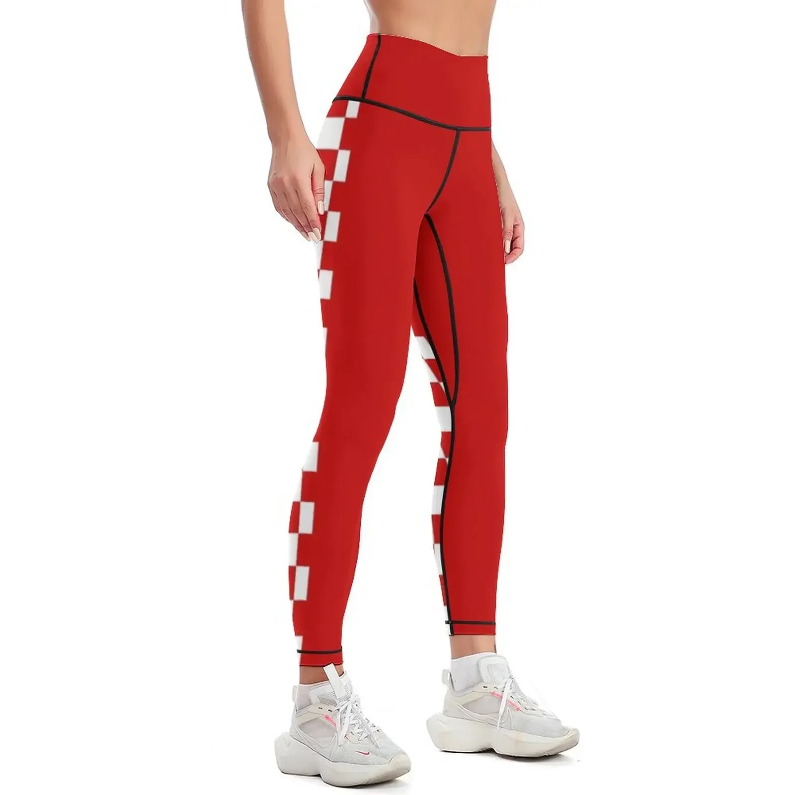 Red with White Checkerboard Leggings Sports pants woman Fitness woman sport set sporty woman push up Womens Leggings