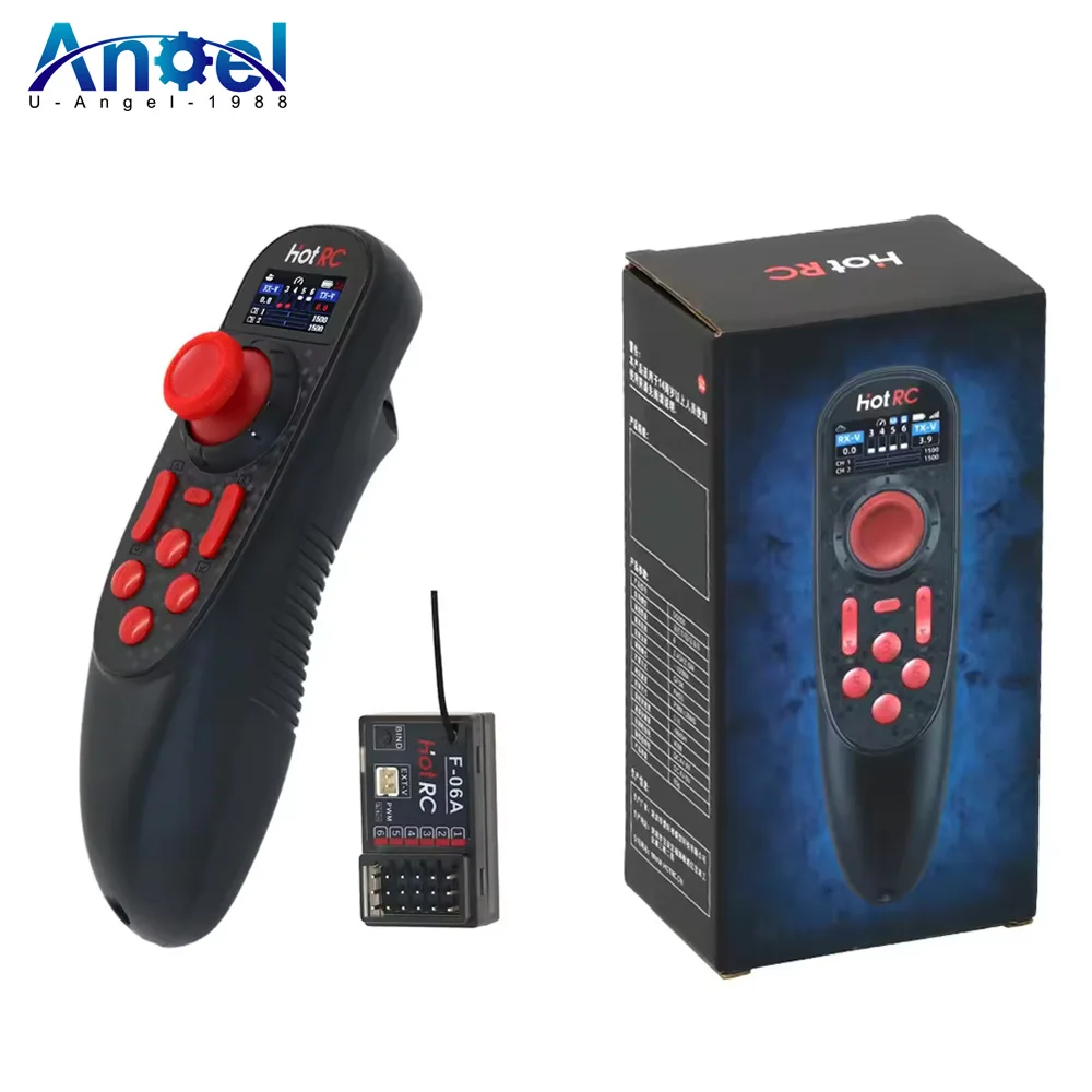 HOTRC DS-650 6CH 2.4G Radio System Transmitter Color Screen Remote Controller with F-06A Receiver for RC Boat Car Model DS600