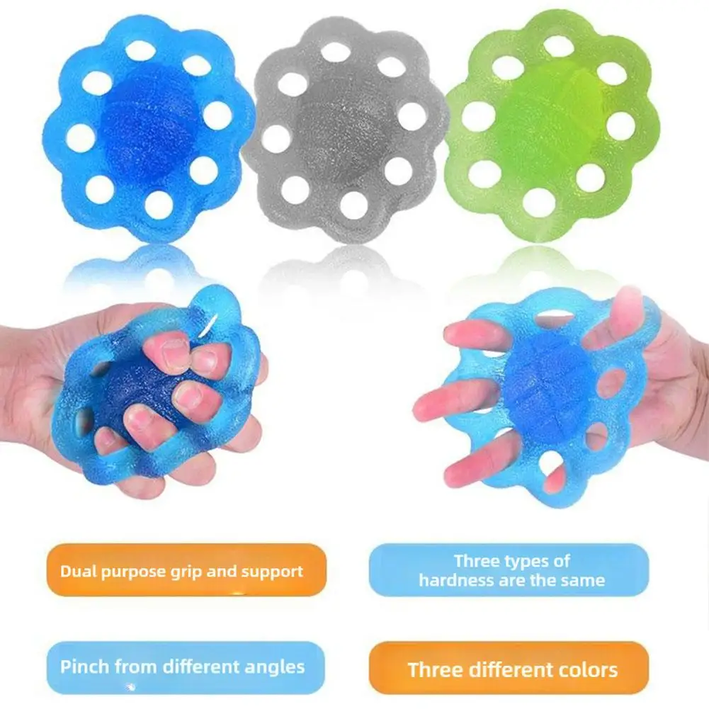 Hand Grip Strengthener Finger Exerciser Silicone Occupational Therapy Anti Fidget Stress Toy Kids Adults Silicone Grip Ball