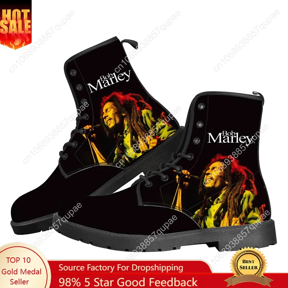 

Bob Marley Casual Boots Jamaica Singer Reggae Rock Men Women Teenager Shoes Fashion 3D Boot Outdoor Couple Customize Made Shoe