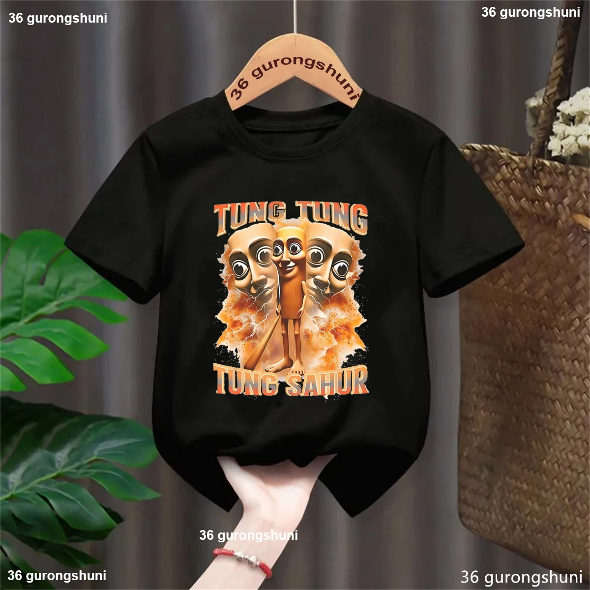 

Italian Brainrot Tung Tung Tung Sahur Graphic Printed T Shirt Girls/Boys Summer Kids Clothes Harajuku Kawaii Soild T-Shirt