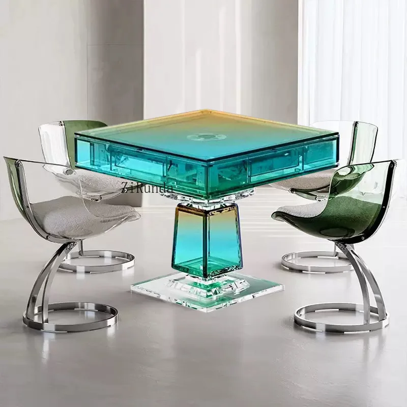 Light Luxury Modern Design Multifunctional Acrylic Mahjong Table Chess and Card Room Hotel Clubhouse Fully Automatic